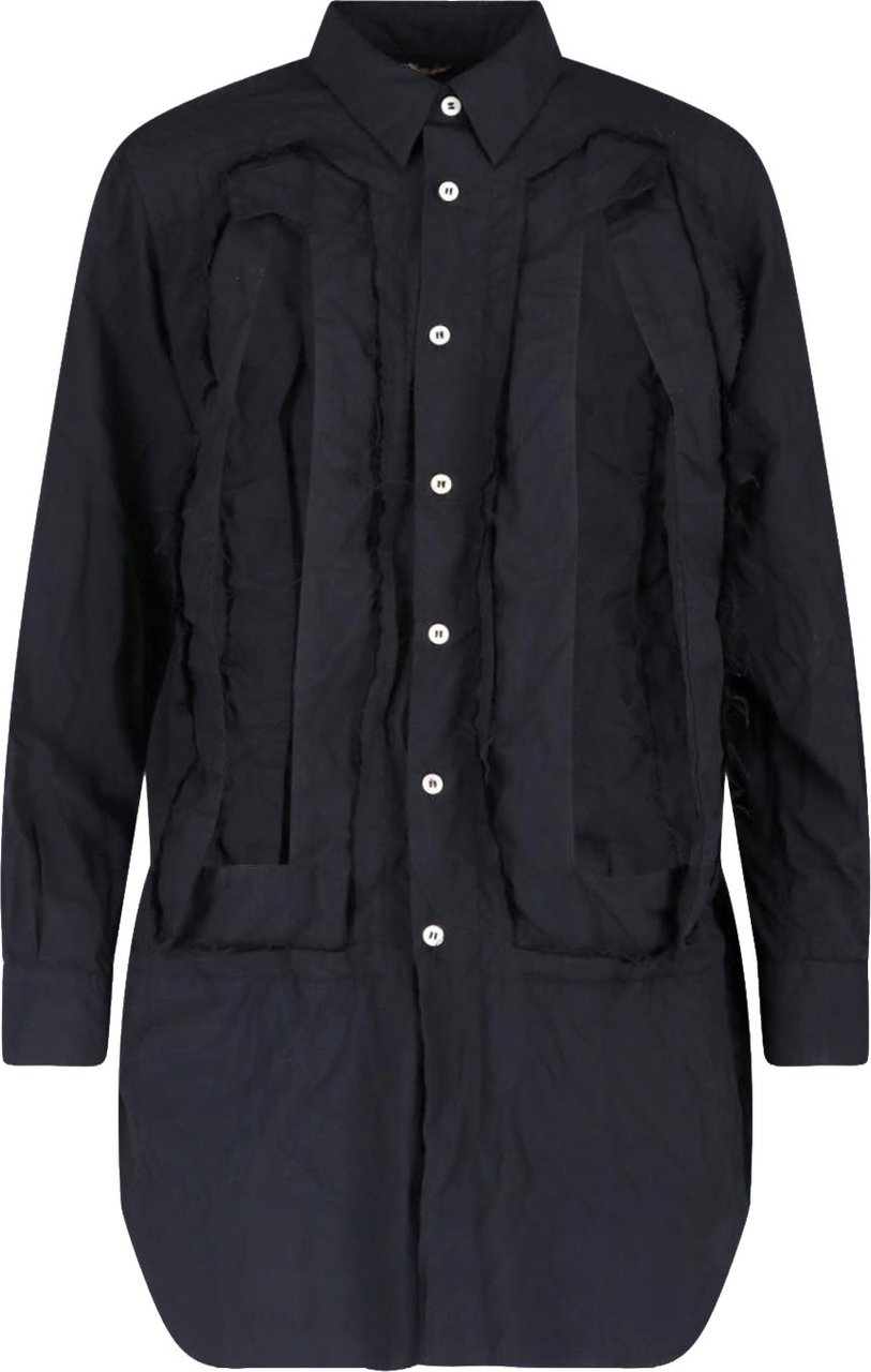 Comme des Garçons Black Ruffle Detail Button-Down Shirt Zwart