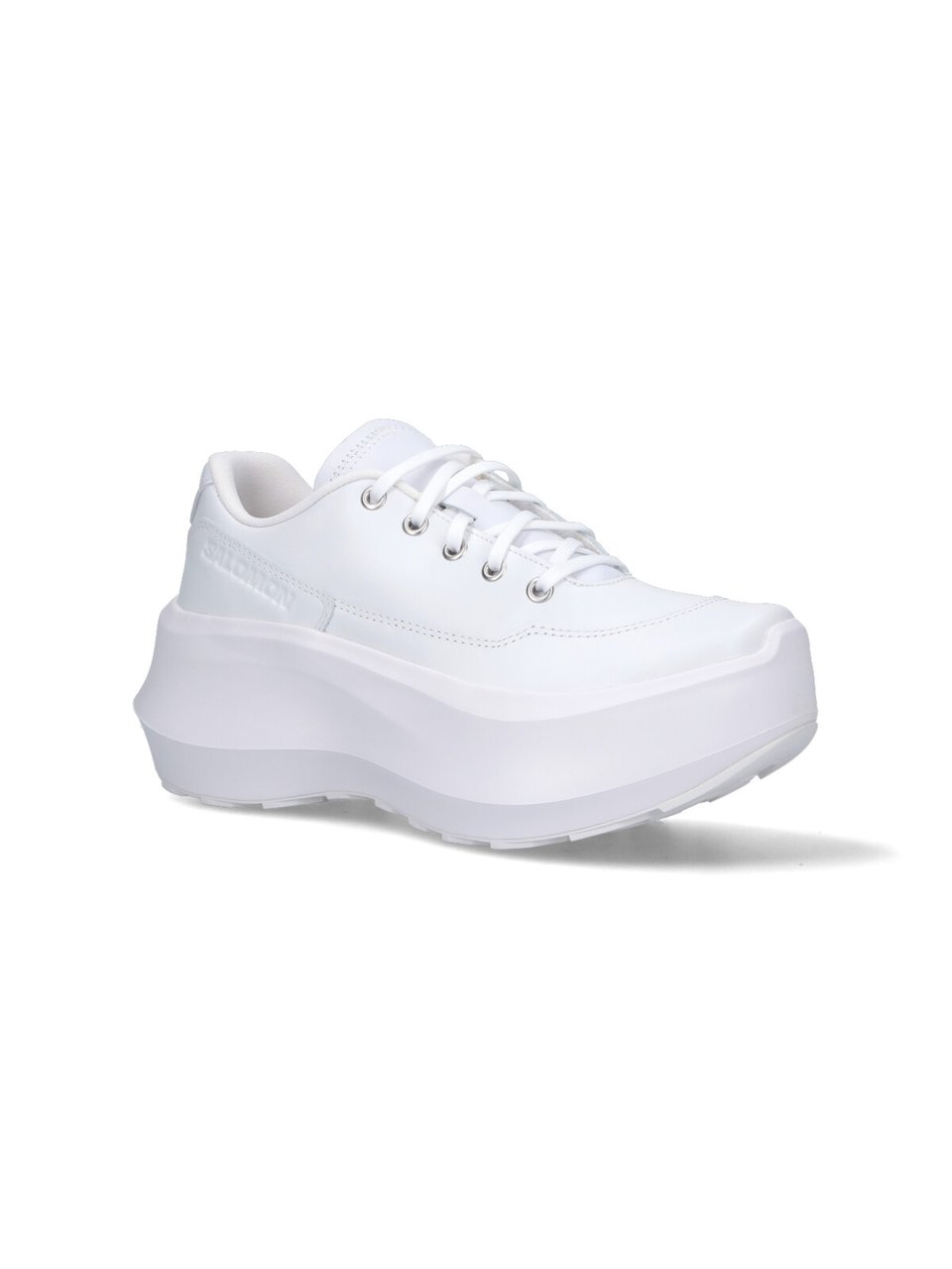 Comme des Garçons Round Toe White Calf Leather Sneakers Wit