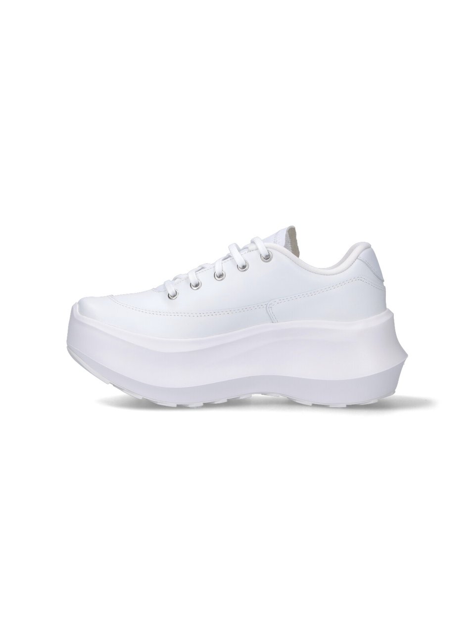 Comme des Garçons Round Toe White Calf Leather Sneakers Wit