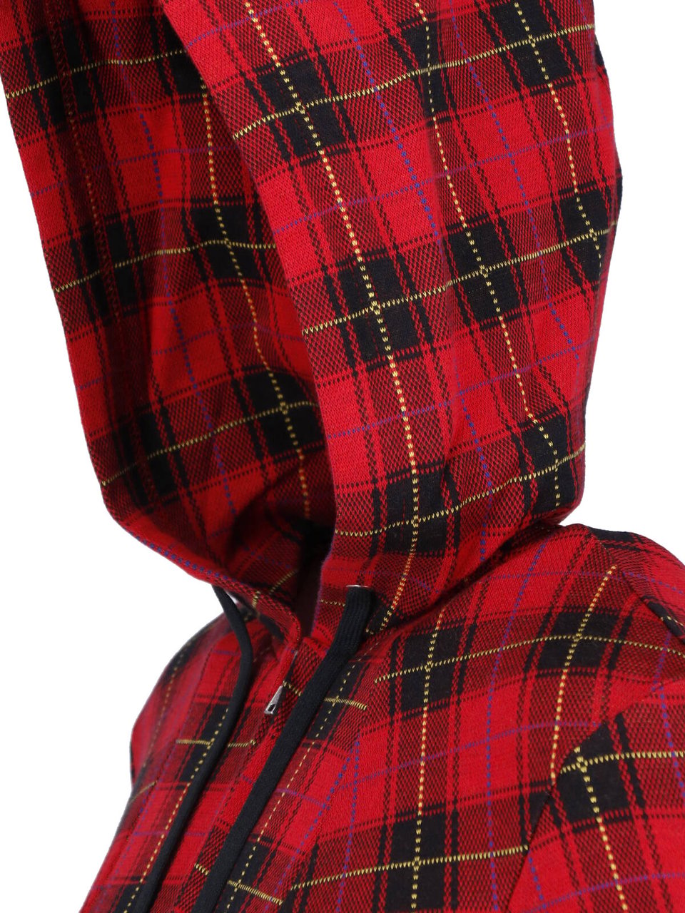 Comme des Garçons Red/Black Plaid Draped Hooded Dress Rood