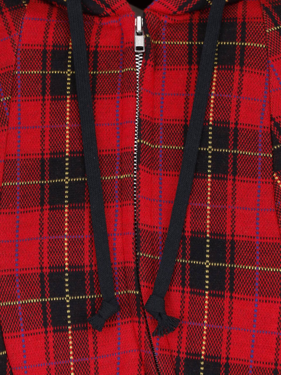 Comme des Garçons Red/Black Plaid Draped Hooded Dress Rood