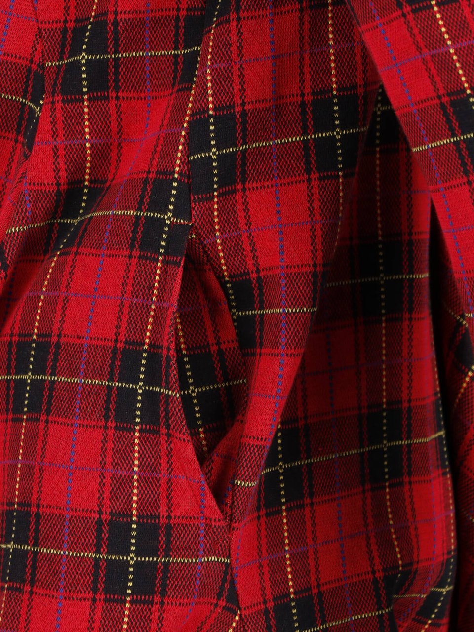Comme des Garçons Red/Black Plaid Draped Hooded Dress Rood