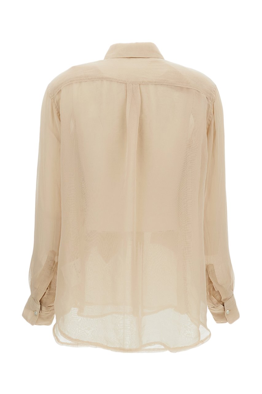 Comme des Garçons Beige Semi-Sheer Ruffle Double-Layer Shirt Neutraal