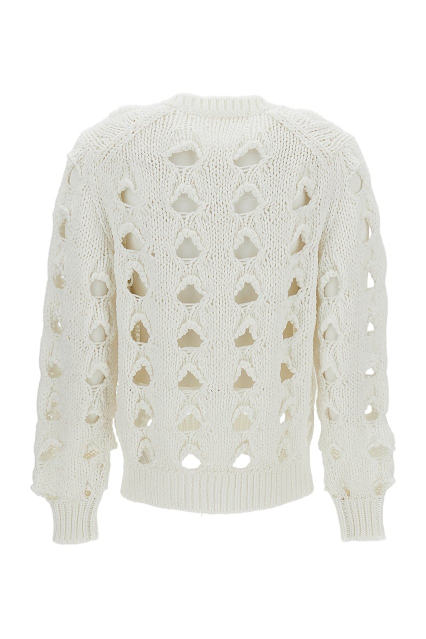 Comme des Garçons White Openwork Crew Neck Cropped Cardigan Wit