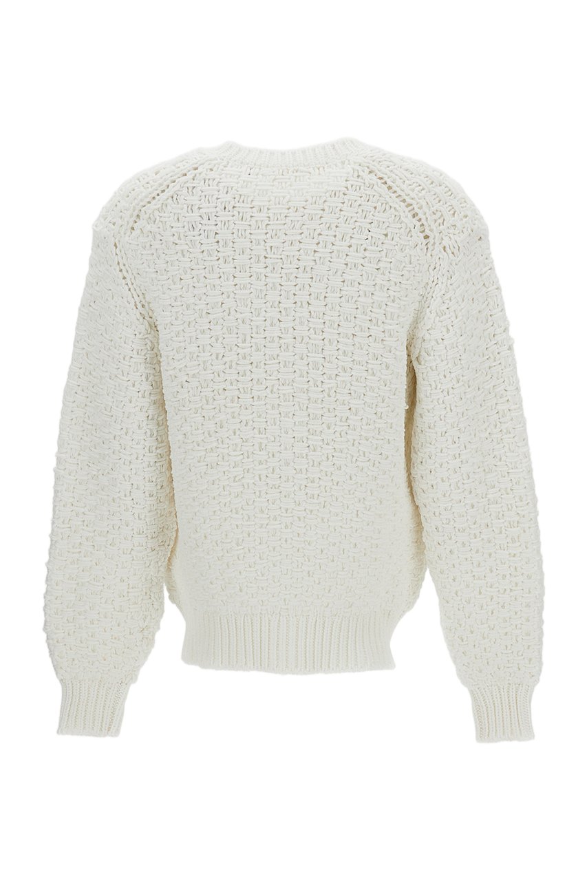 Comme des Garçons White Cable-Knit Crew Neck Cropped Cardigan Wit