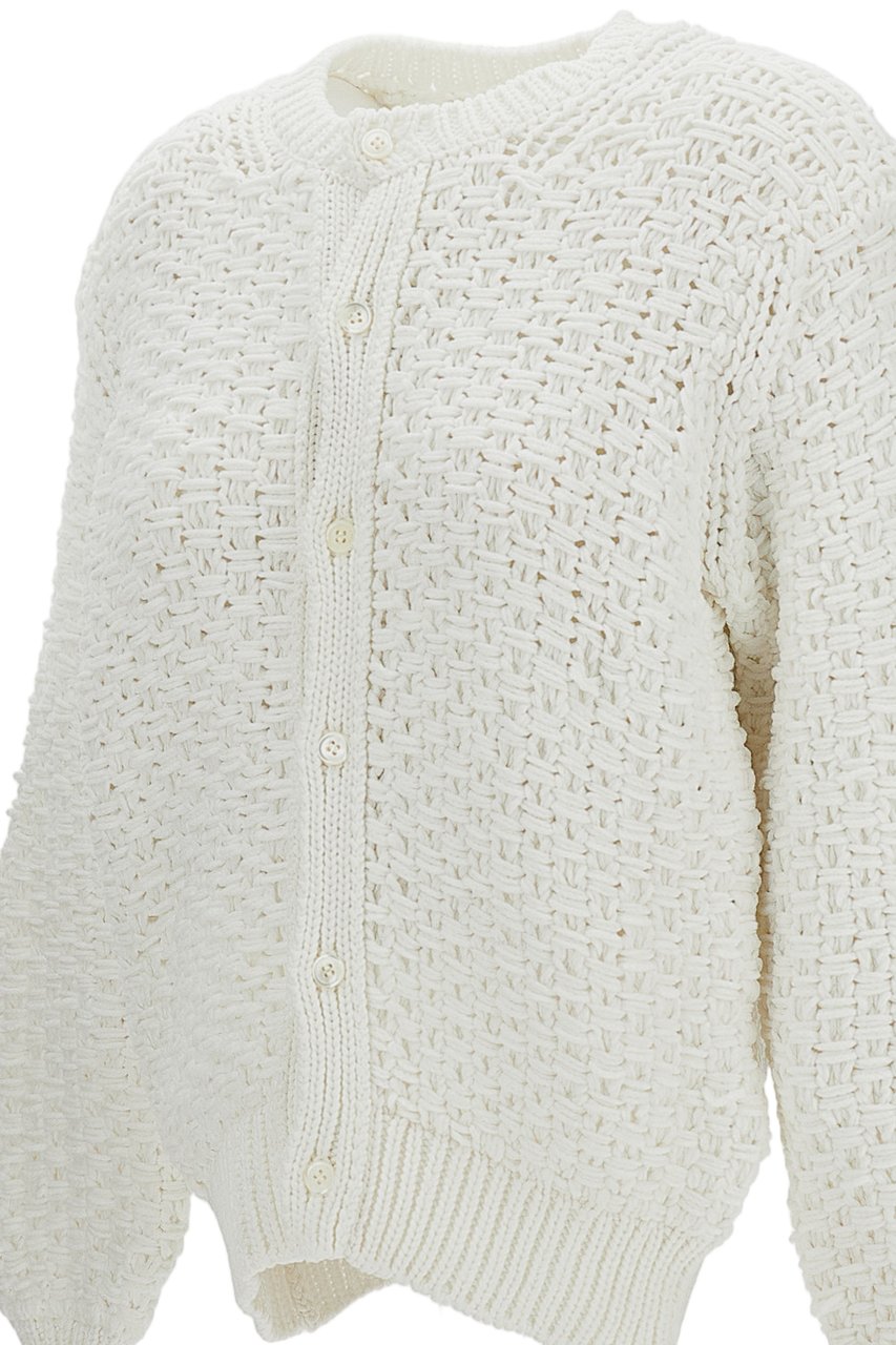 Comme des Garçons White Cable-Knit Crew Neck Cropped Cardigan Wit
