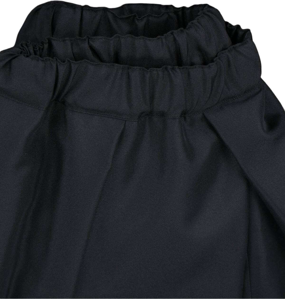 Comme des Garçons Gathered Black Midi Skirt With Elastic Waistband Zwart