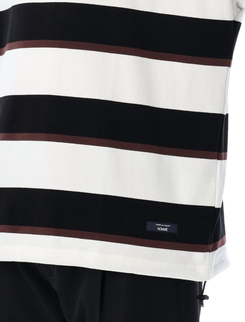Comme des Garçons Stripes Coulisse S/S Tee Black Brown White Zwart