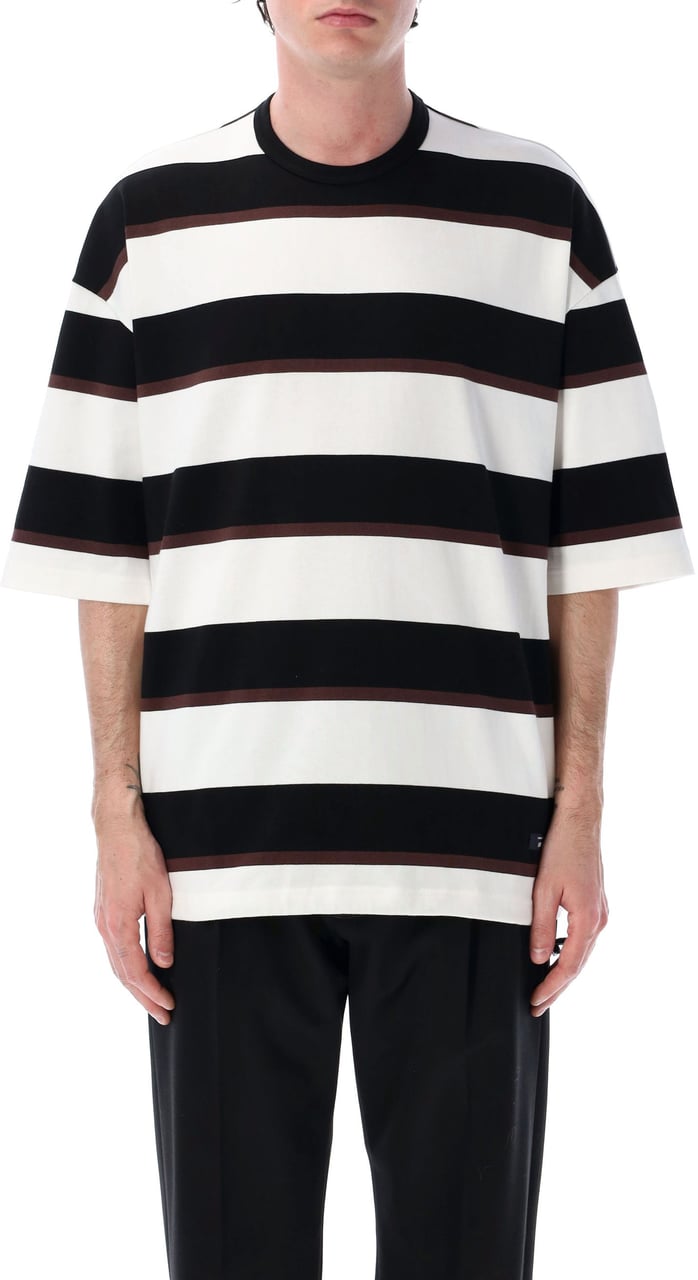 Comme des Garçons Stripes Coulisse S/S Tee Black Brown White Zwart