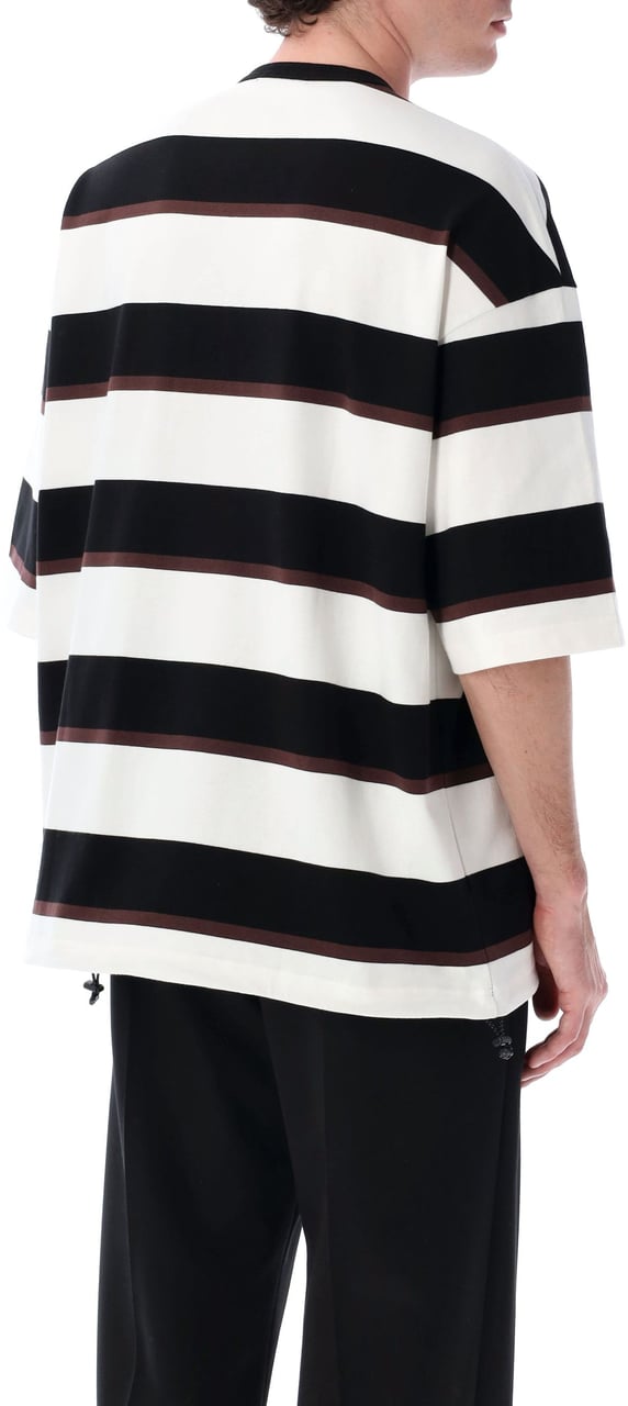 Comme des Garçons Stripes Coulisse S/S Tee Black Brown White Zwart