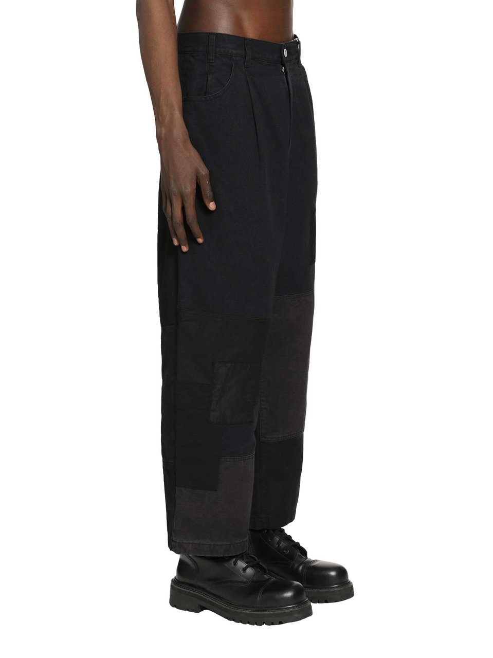 Comme des Garçons Spliced Canvas Patchwork Wide-Leg Pants Zwart