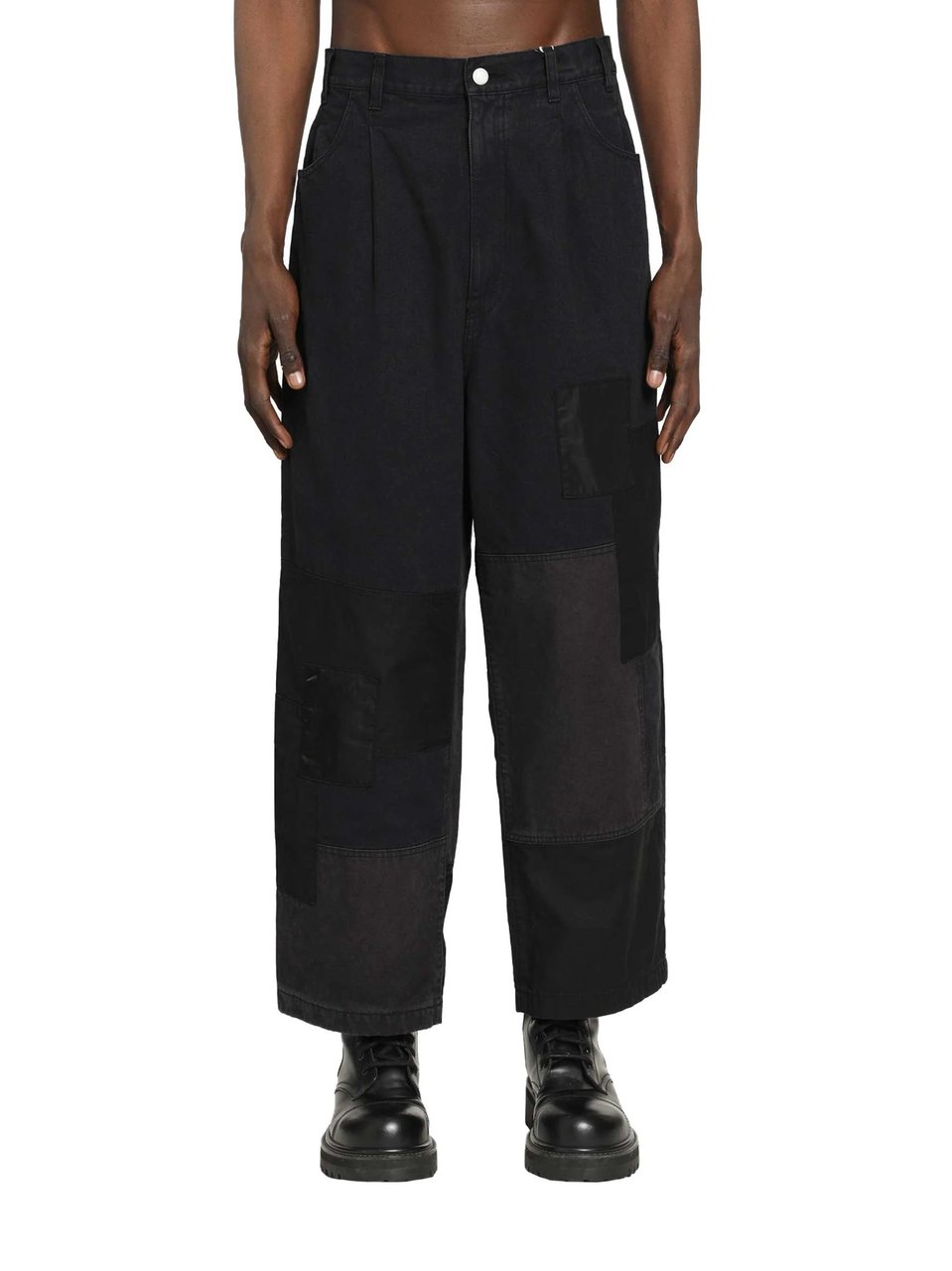 Comme des Garçons Spliced Canvas Patchwork Wide-Leg Pants Zwart