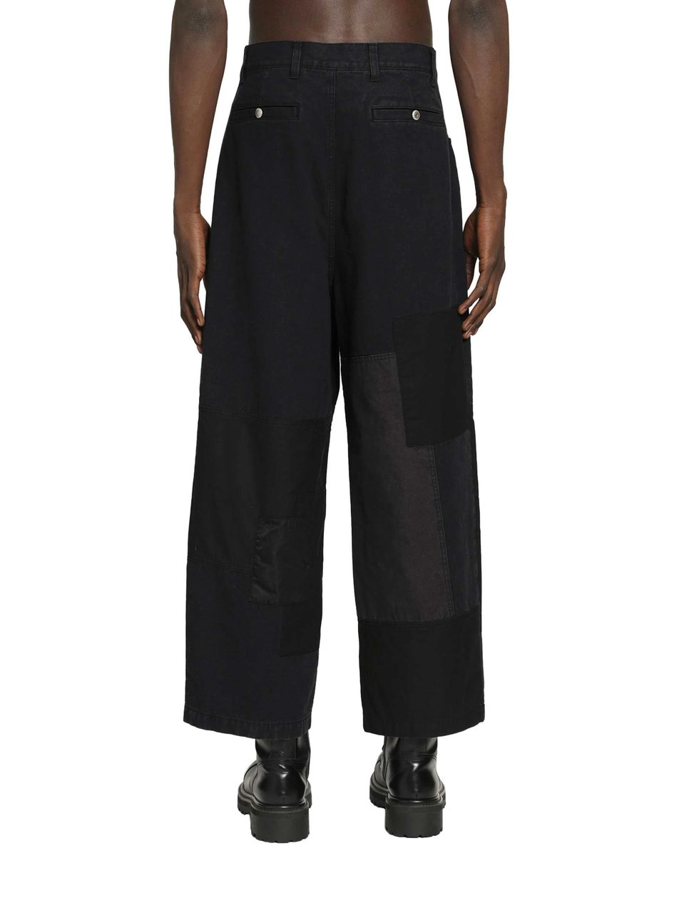 Comme des Garçons Spliced Canvas Patchwork Wide-Leg Pants Zwart