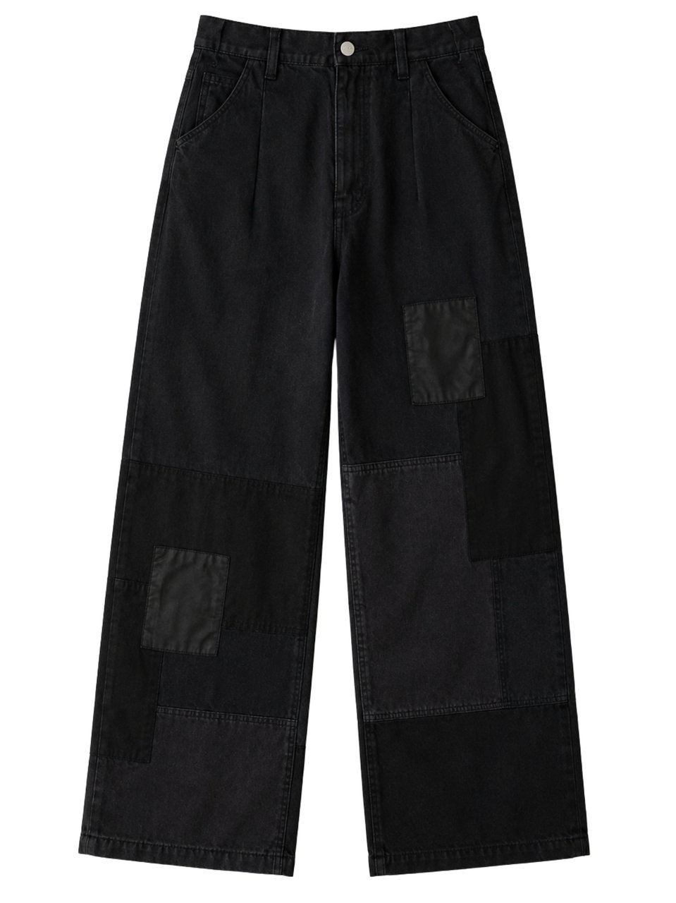 Comme des Garçons Spliced Canvas Patchwork Wide-Leg Pants Zwart