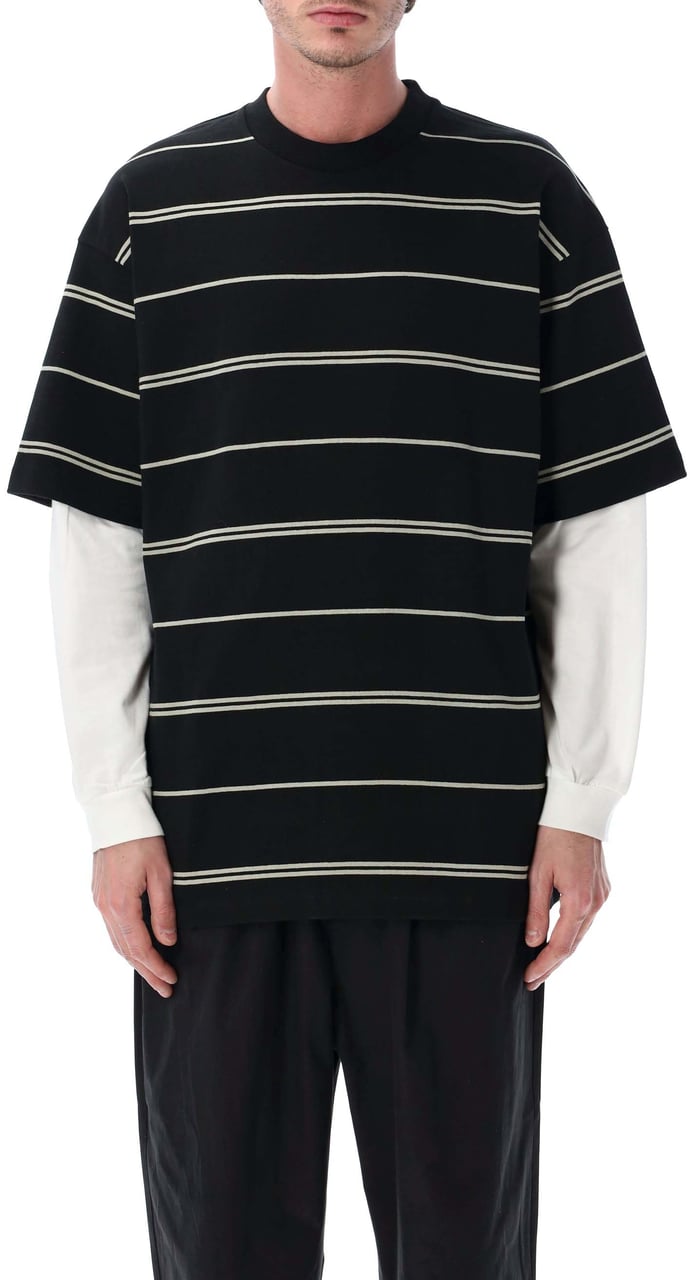 Comme des Garçons Stripes Double Sleeve Tee Black Grey Zwart