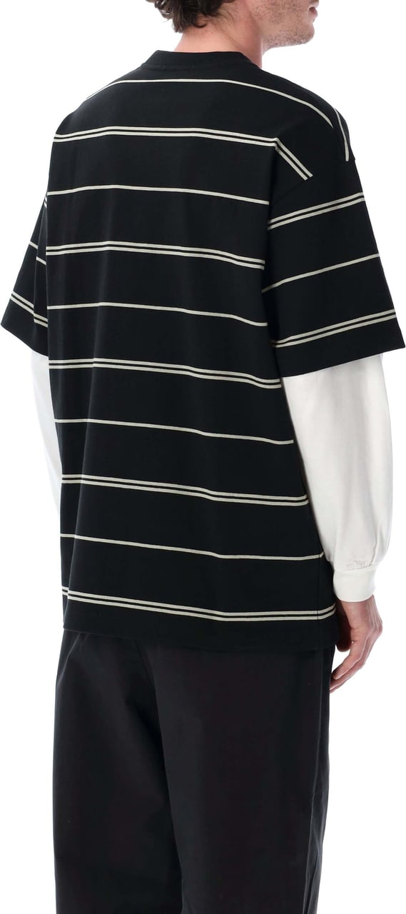 Comme des Garçons Stripes Double Sleeve Tee Black Grey Zwart