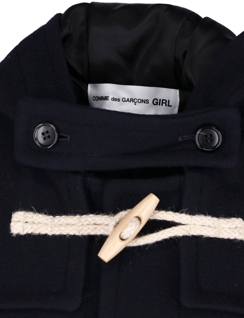 Comme des Garçons Black Toggle Hooded Duffle Jacket Zwart