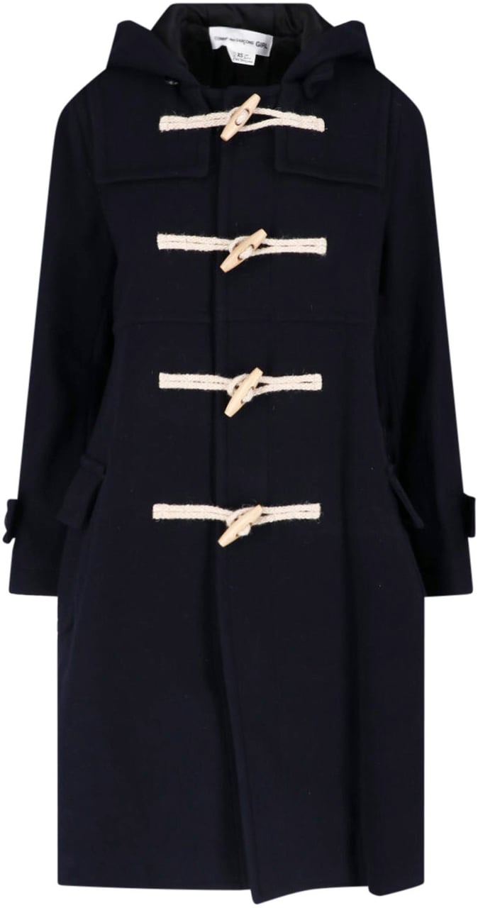 Comme des Garçons Black Toggle Hooded Duffle Jacket Zwart