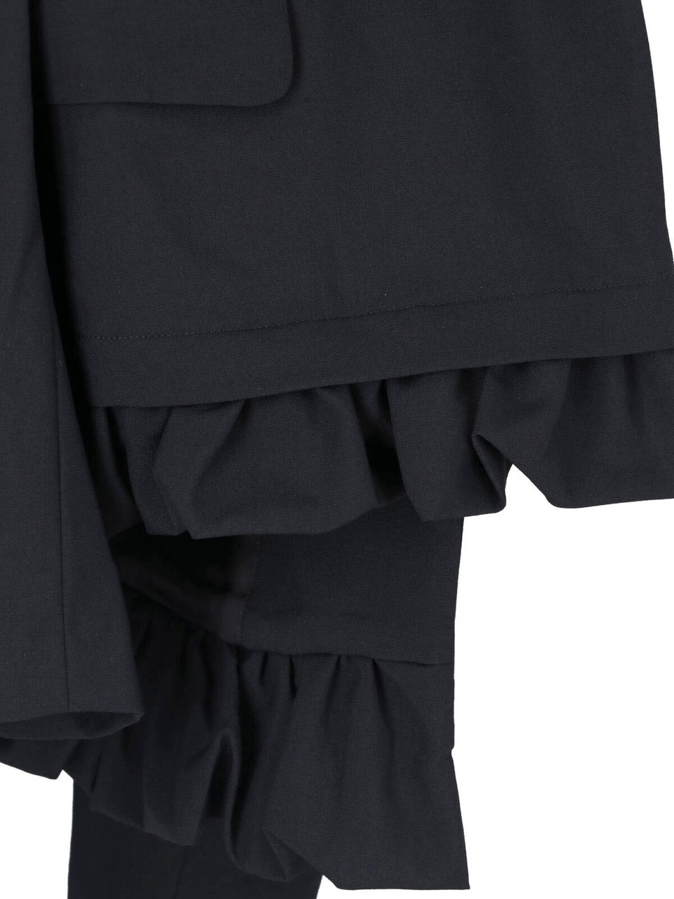 Comme des Garçons Black Ruffled Trim Rounded Collar Jacket Zwart