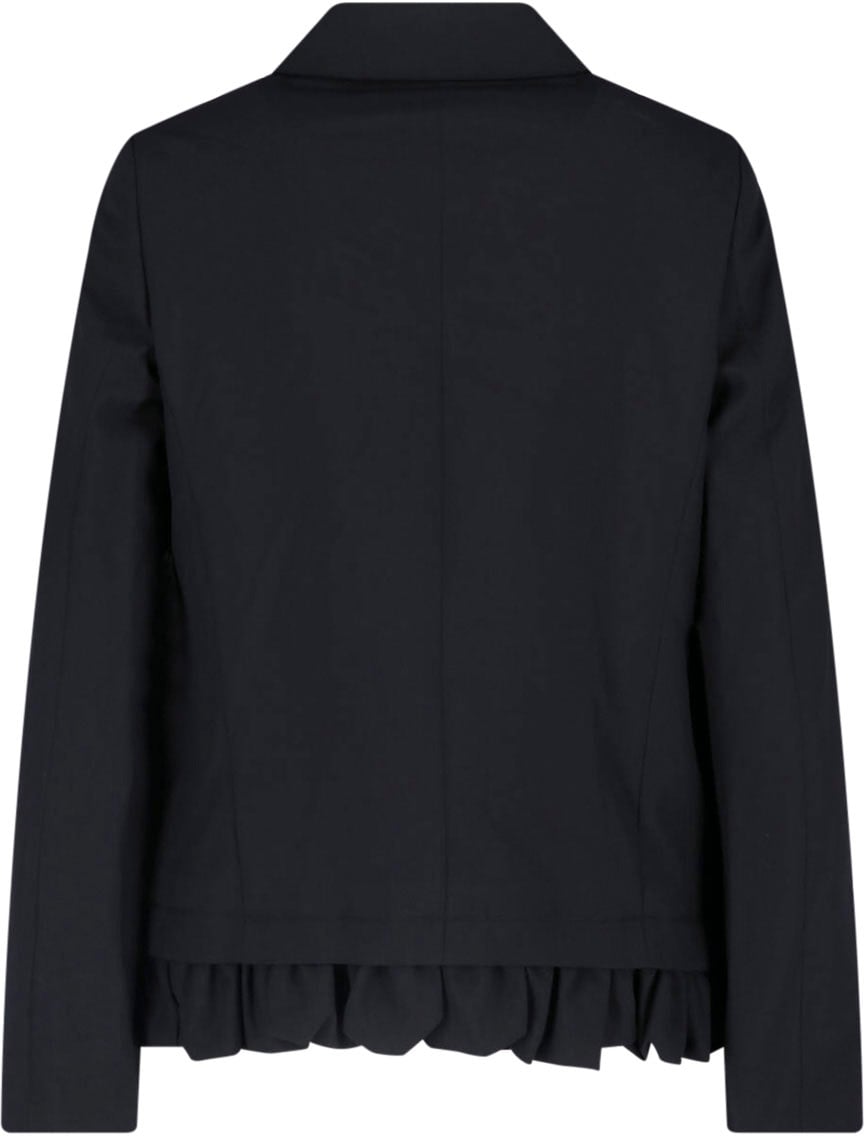Comme des Garçons Black Ruffled Trim Rounded Collar Jacket Zwart