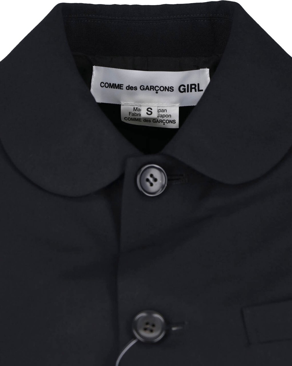 Comme des Garçons Black Ruffled Trim Rounded Collar Jacket Zwart