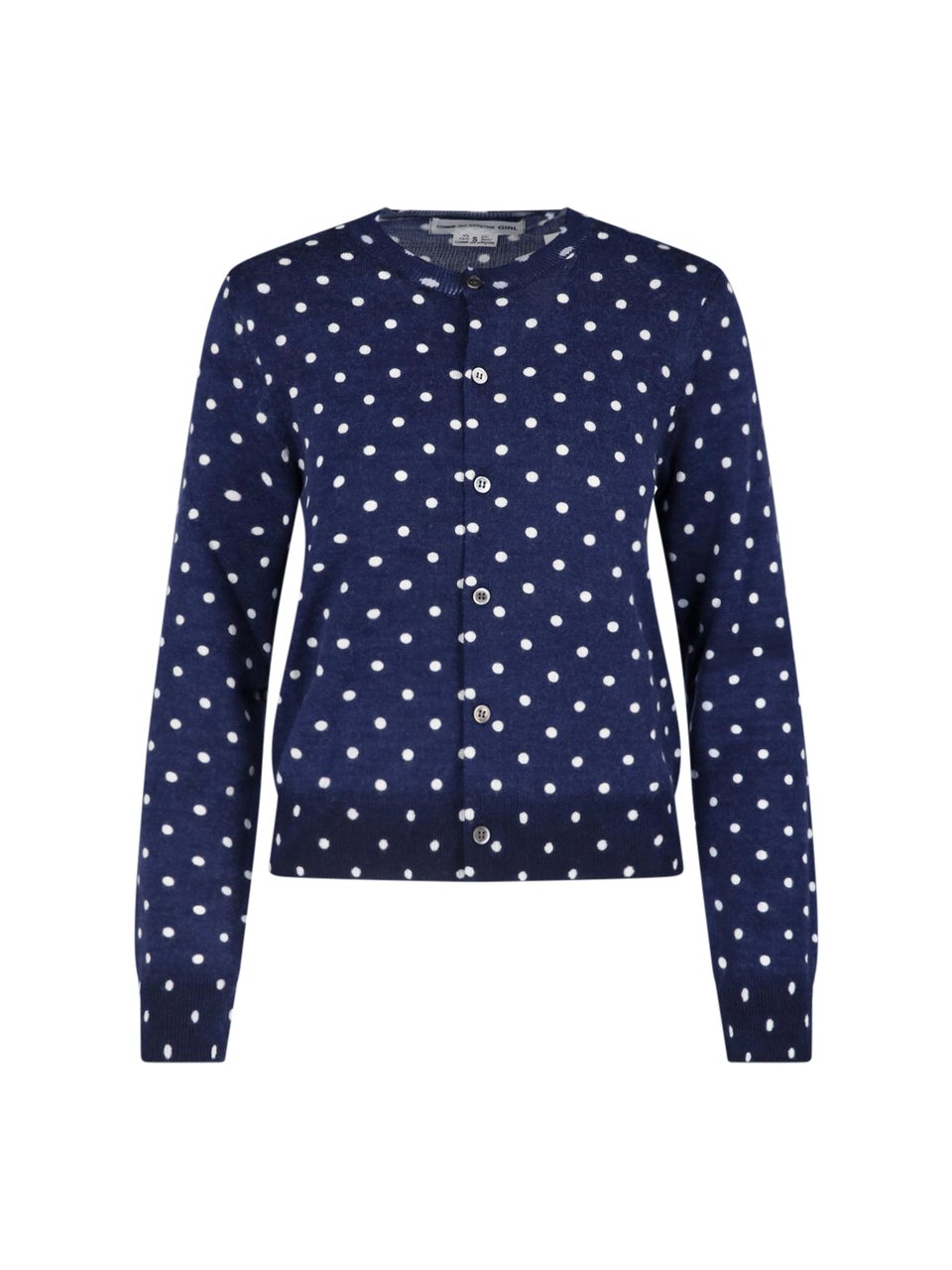 Comme des Garçons Navy Polka Dot Button-Down Cropped Sweater Blauw