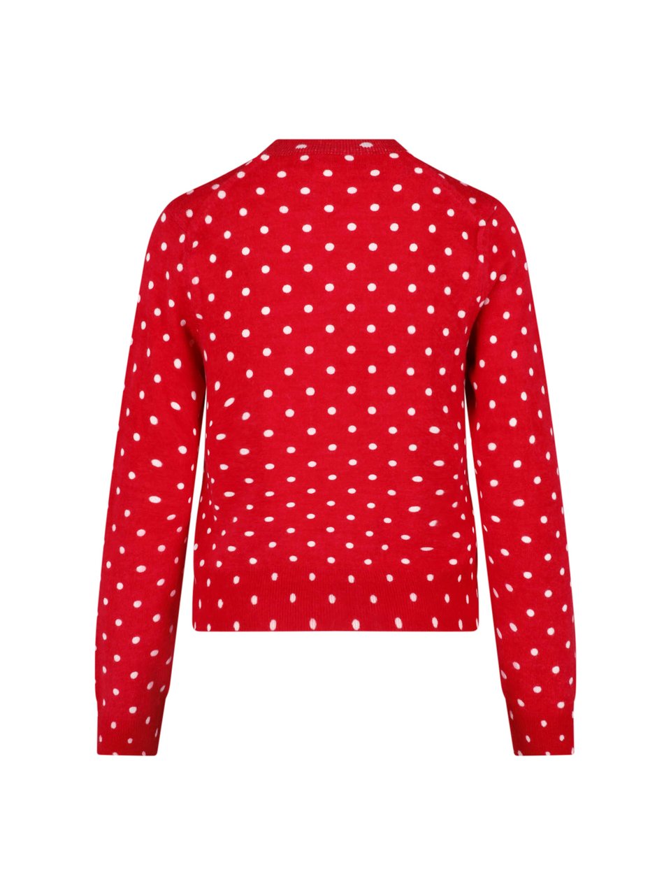 Comme des Garçons Red Polka Dot Button-Down Cropped Sweater Rood