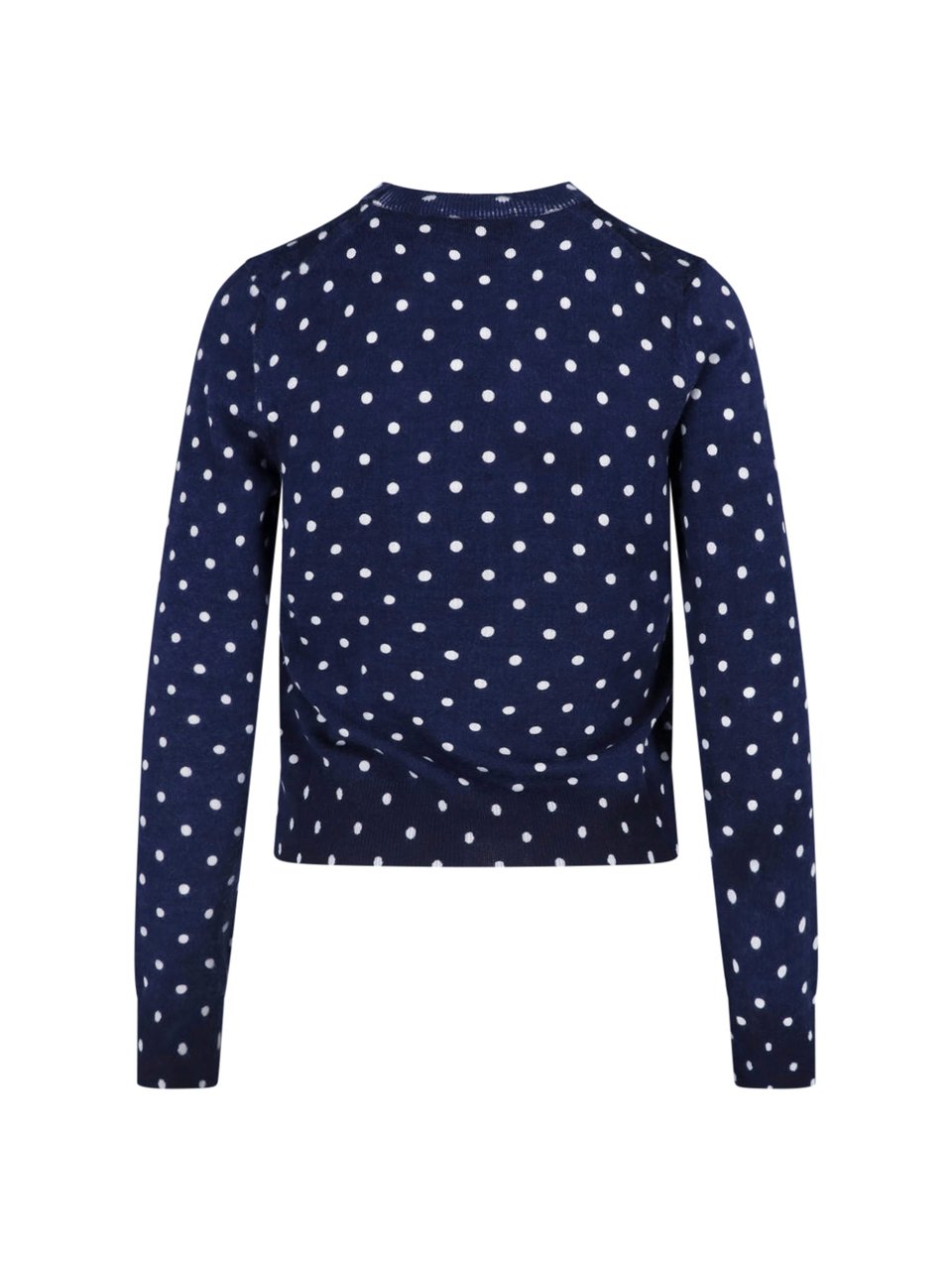 Comme des Garçons Navy Polka Dot Cropped Ribbed Sweater Blauw