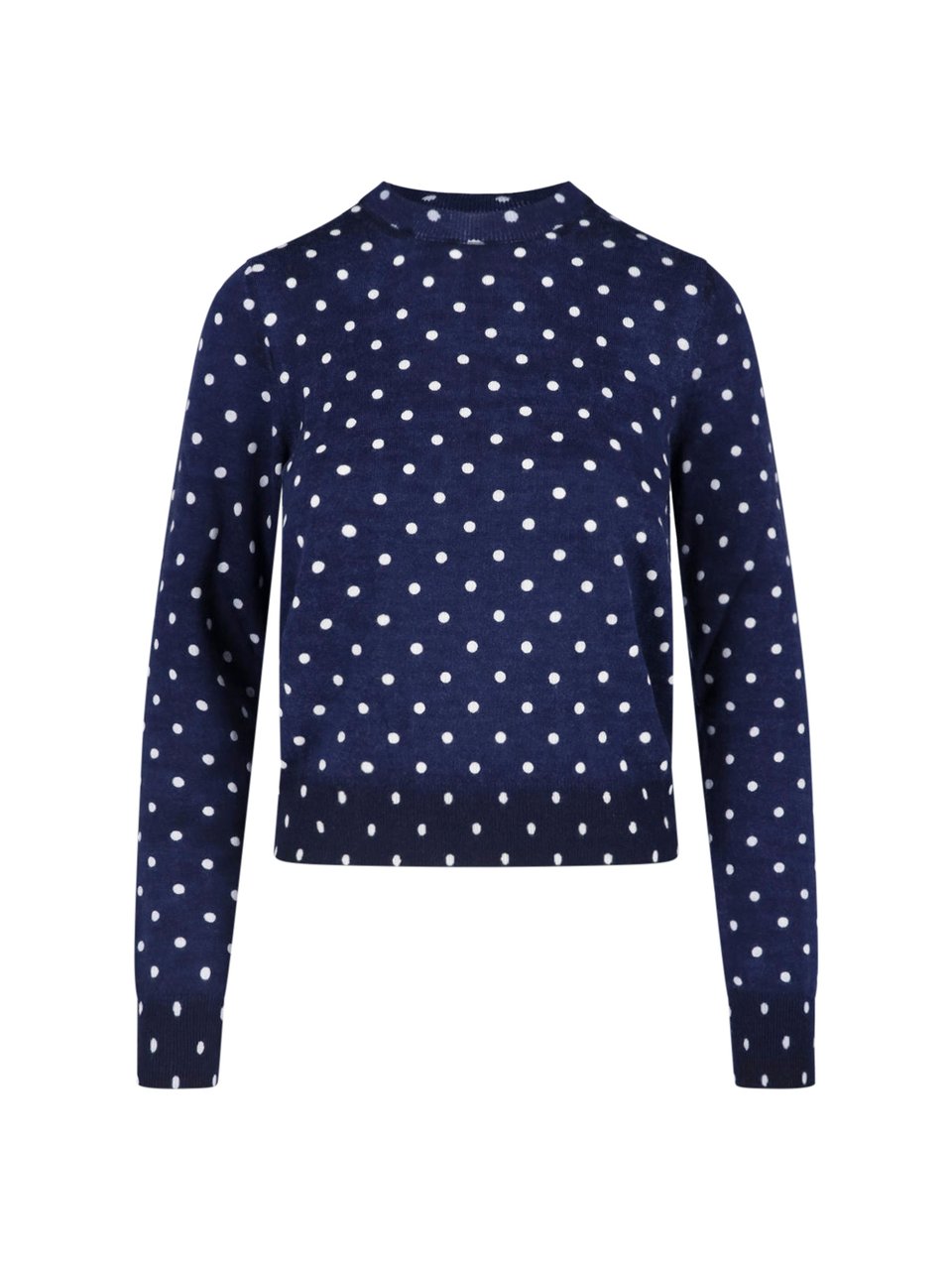 Comme des Garçons Navy Polka Dot Cropped Ribbed Sweater Blauw