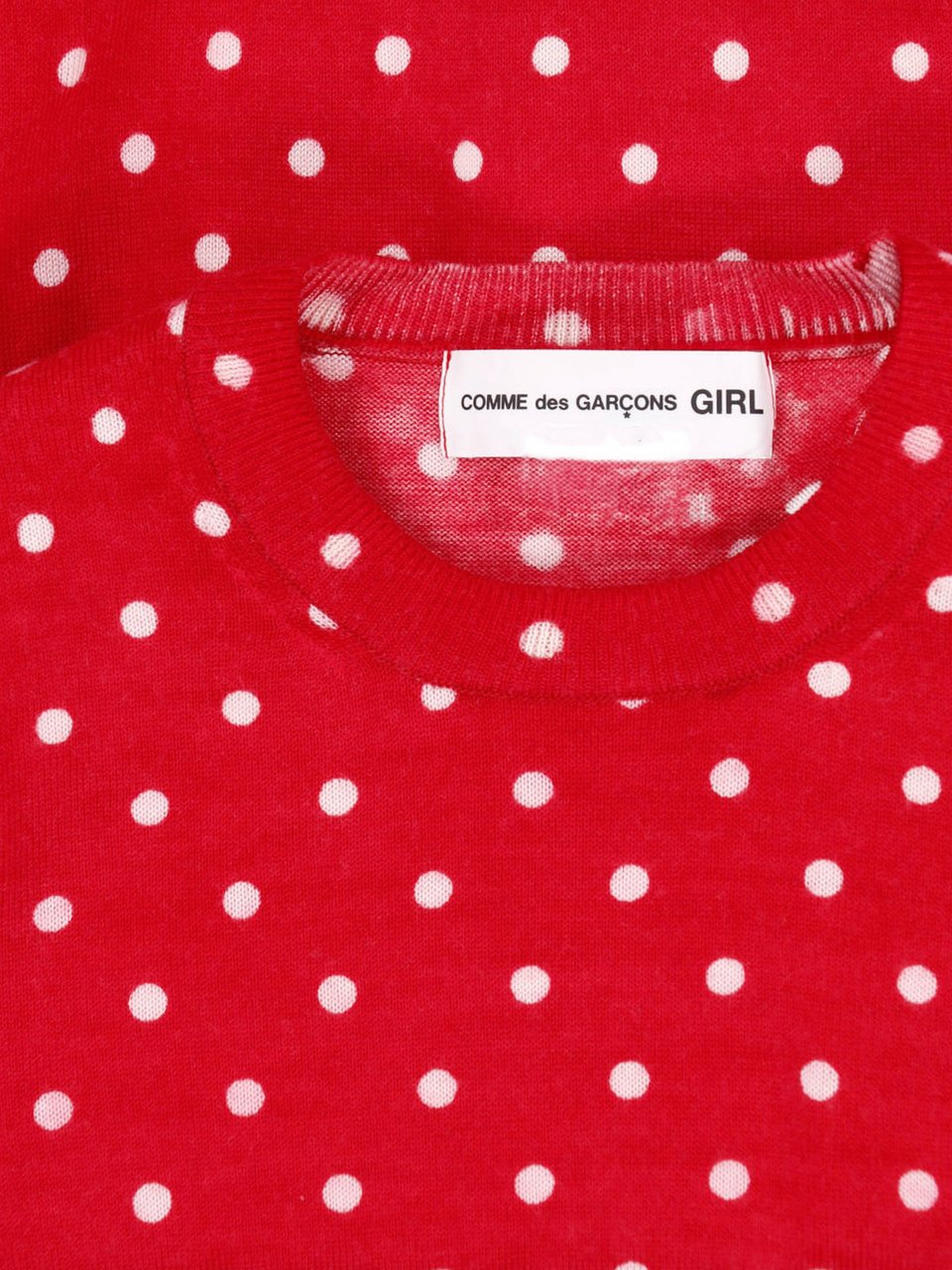 Comme des Garçons Red Polka Dot Cropped Crewneck Sweater Rood