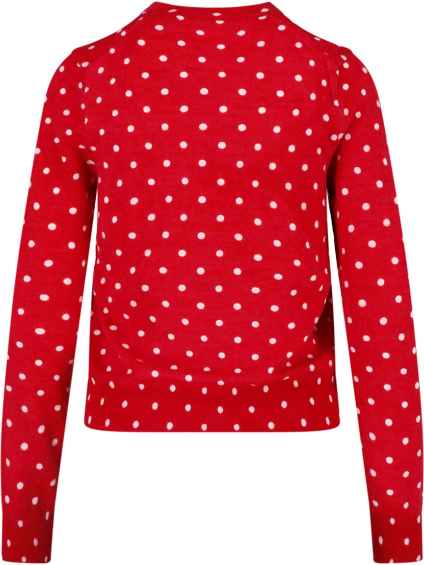 Comme des Garçons Red Polka Dot Cropped Crewneck Sweater Rood