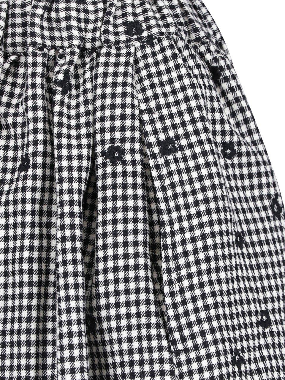 Comme des Garçons Black/White Gingham Floral Mini Skirt Zwart