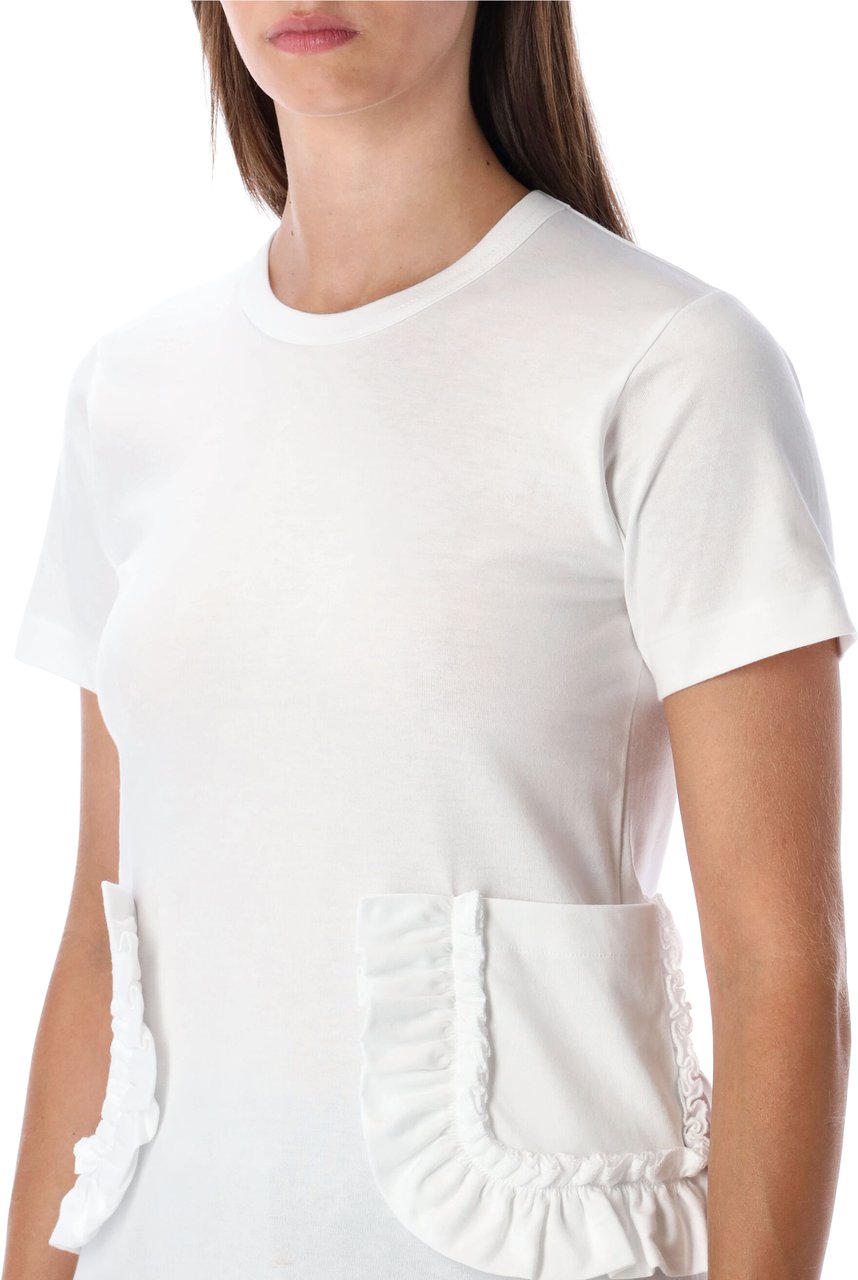 Comme des Garçons Tshirt Pocket Ruffle Bianco Wit