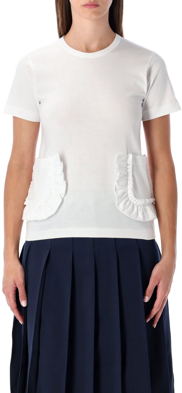 Comme des Garçons Tshirt Pocket Ruffle Bianco Wit