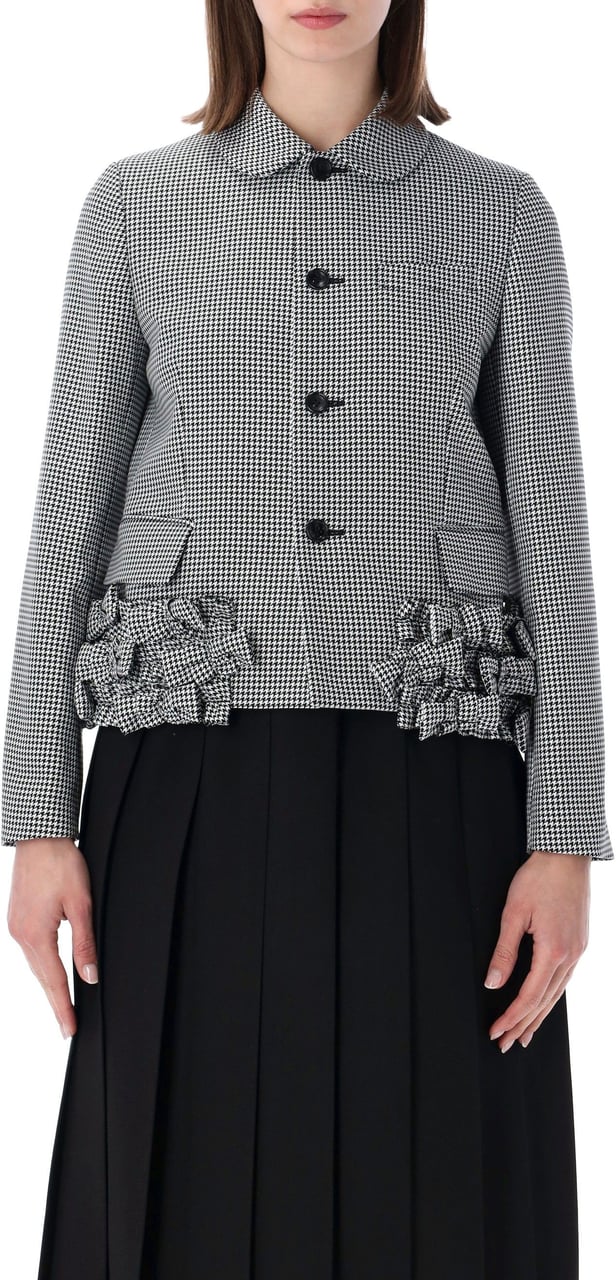 Comme des Garçons Gabardine Jacket Ruffle BlackWhite Divers