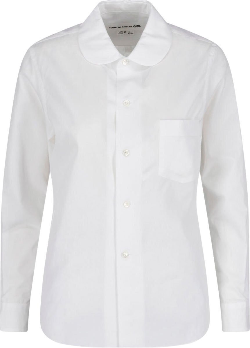 Comme des Garçons White Peter Pan Collar Pleated Shirt Wit