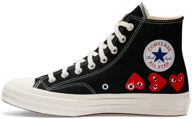 Comme des Garçons Converse Comme des Garçons Play Multi Red Heart Chuck Taylor All Star '70 High Zwart