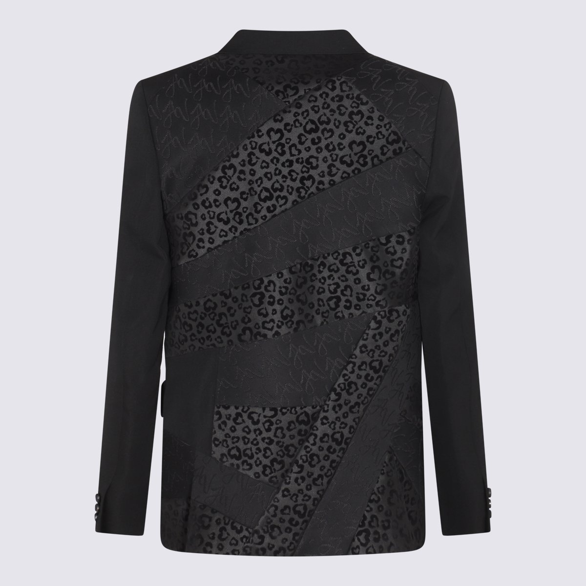 Comme des Garçons Tailored Black Jacket With Textured Patchwork Details Zwart