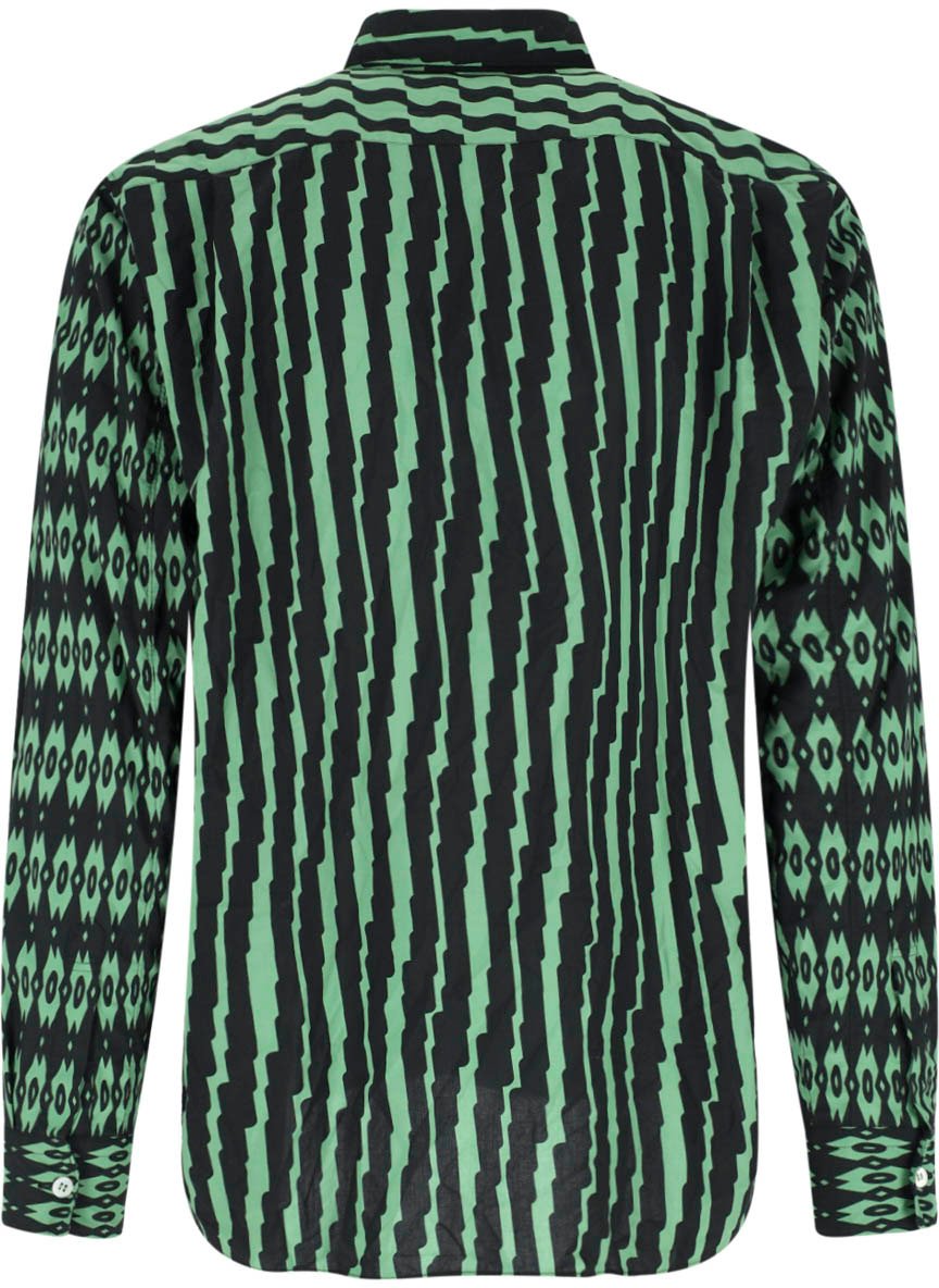 Comme des Garçons Green Geometric Pattern Fabric Shirt Groen