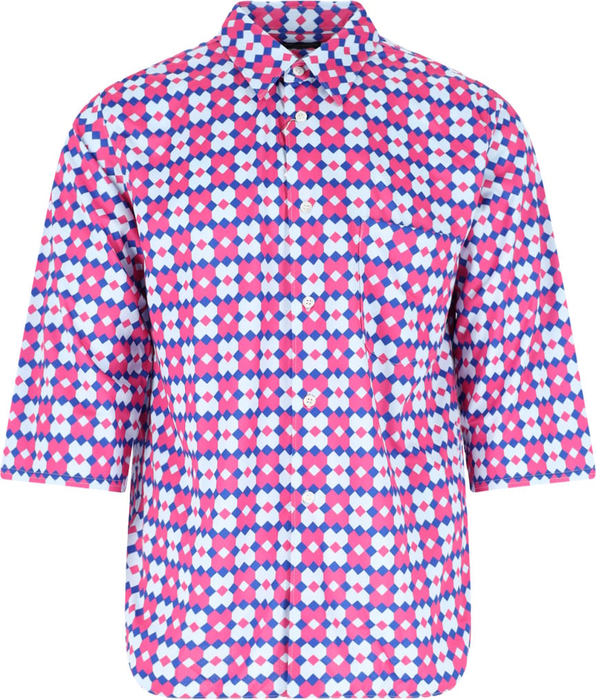 Comme des Garçons Multicolor Geometric Print Short-Sleeve Shirt Roze