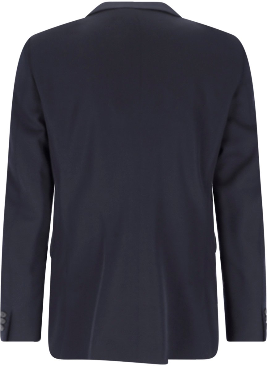 Comme des Garçons Navy Double-Breasted Wool Fabric Blazer Blauw