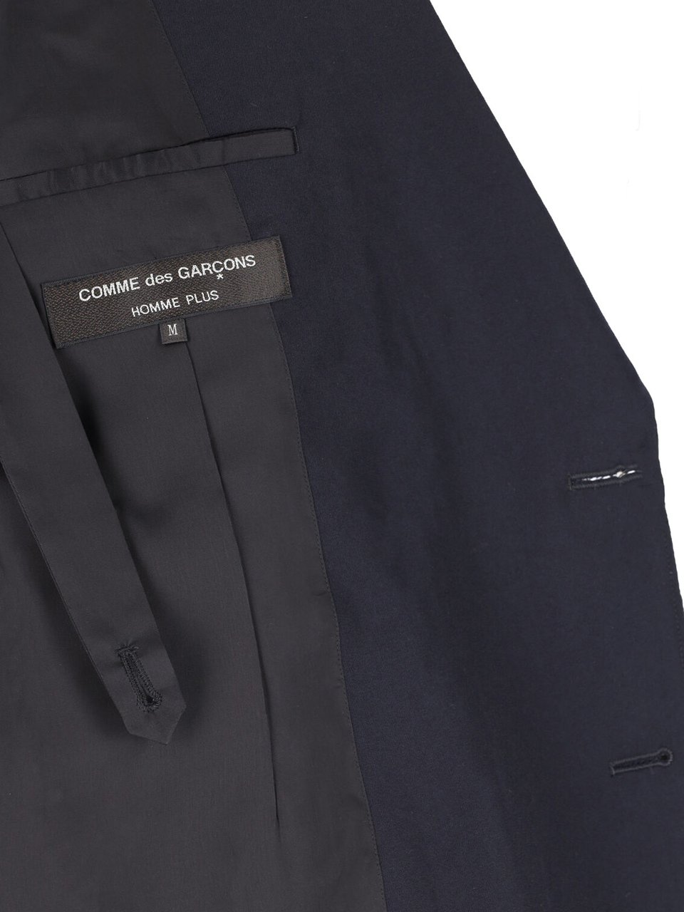 Comme des Garçons Navy Double-Breasted Wool Fabric Blazer Blauw