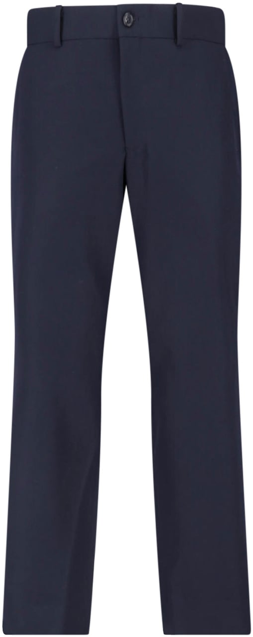 Comme des Garçons Blue Tailored Straight-Leg Wool Trousers Blauw