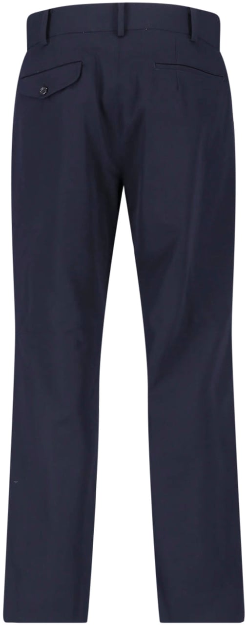 Comme des Garçons Blue Tailored Straight-Leg Wool Trousers Blauw