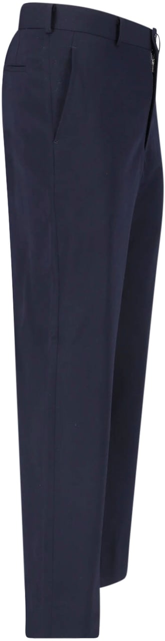 Comme des Garçons Blue Tailored Straight-Leg Wool Trousers Blauw
