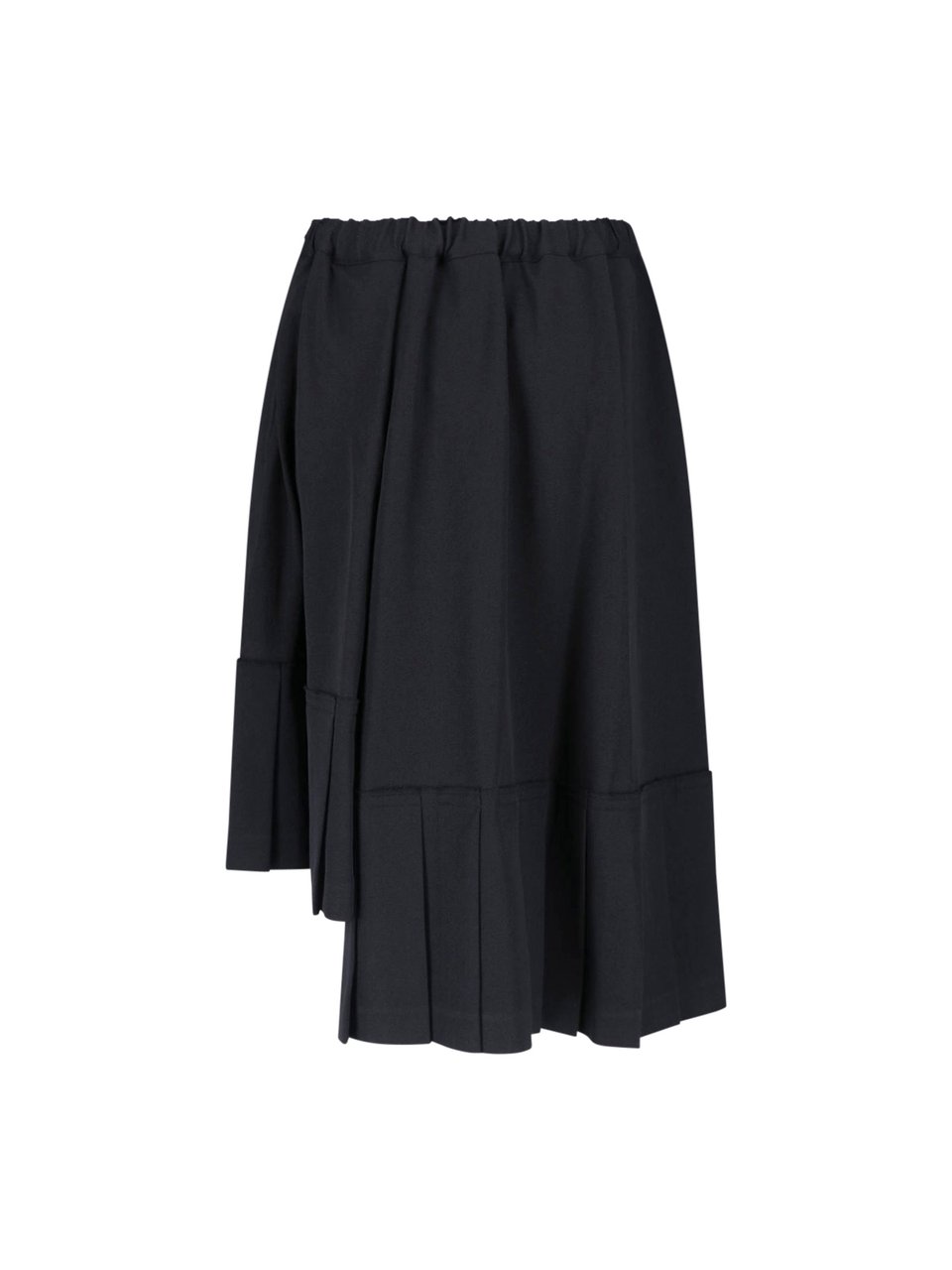Comme des Garçons Black Asymmetrical Pleated Layered Skirt Zwart