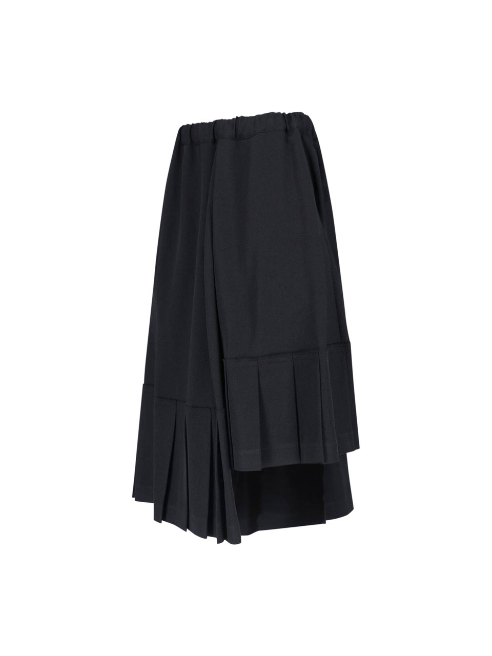 Comme des Garçons Black Asymmetrical Pleated Layered Skirt Zwart