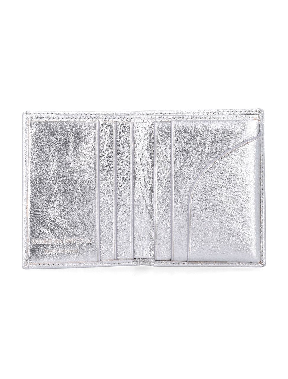 Comme des Garçons Textured Metallic Silver Bifold Wallet With Card Slots Wit