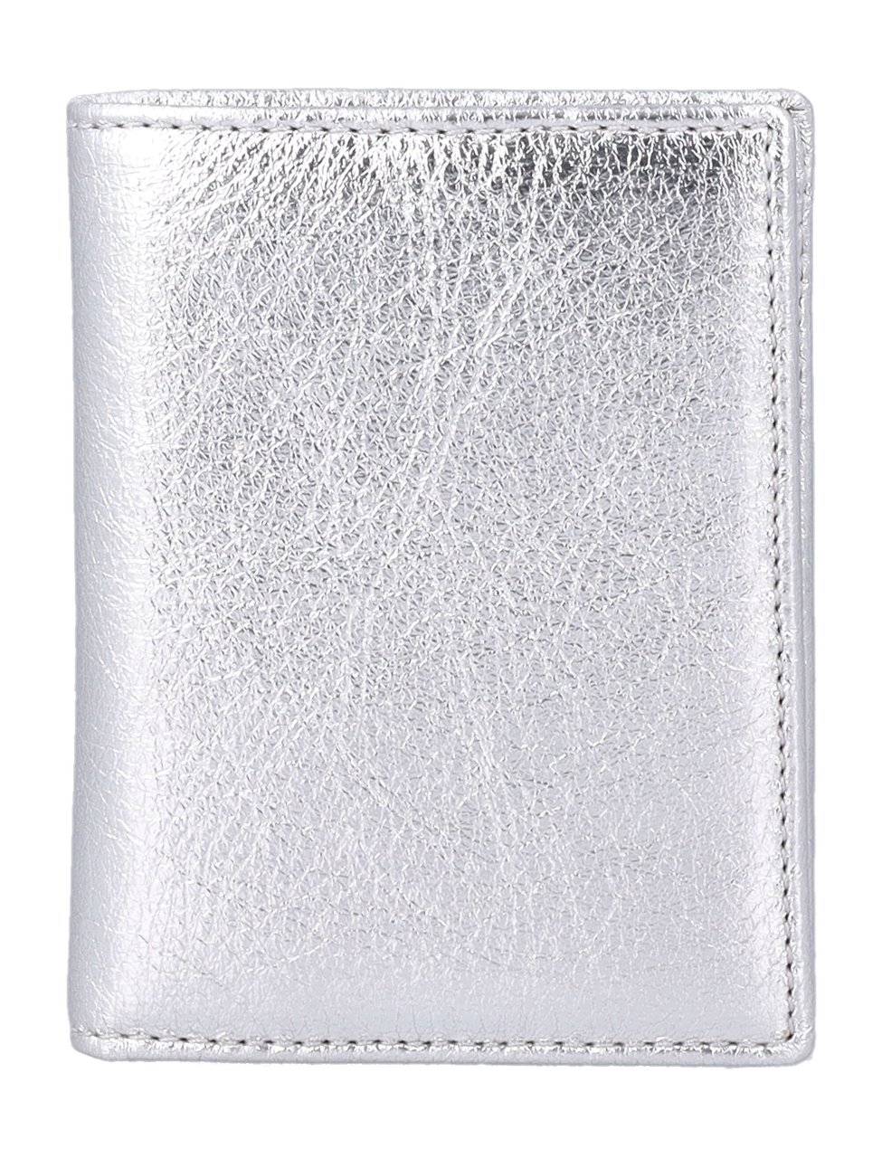 Comme des Garçons Textured Metallic Silver Bifold Wallet With Card Slots Wit