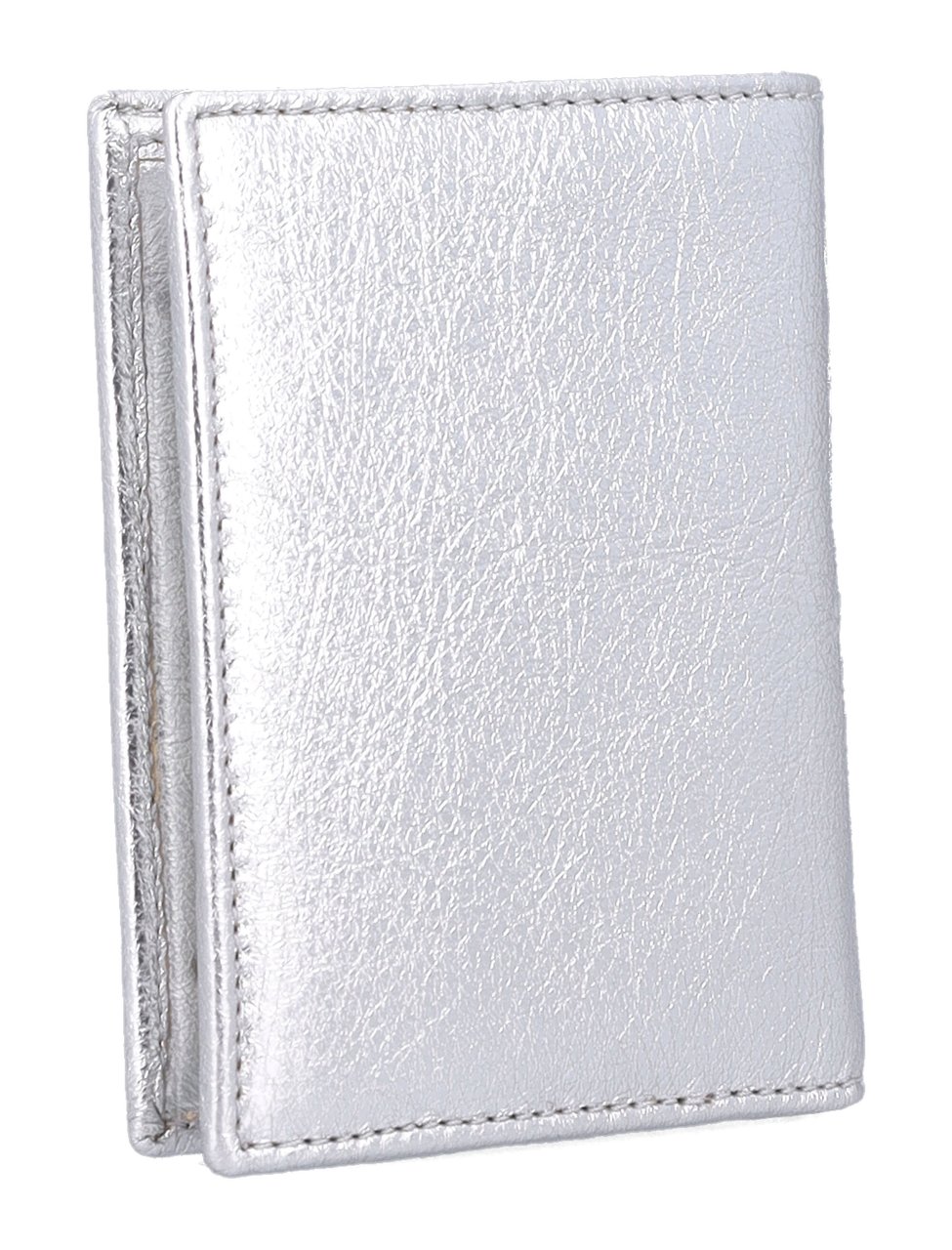 Comme des Garçons Textured Metallic Silver Bifold Wallet With Card Slots Wit